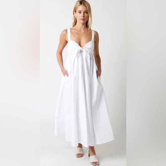 Olivaceous Babydoll Midi Poplin Dress - Picture 3 of 16